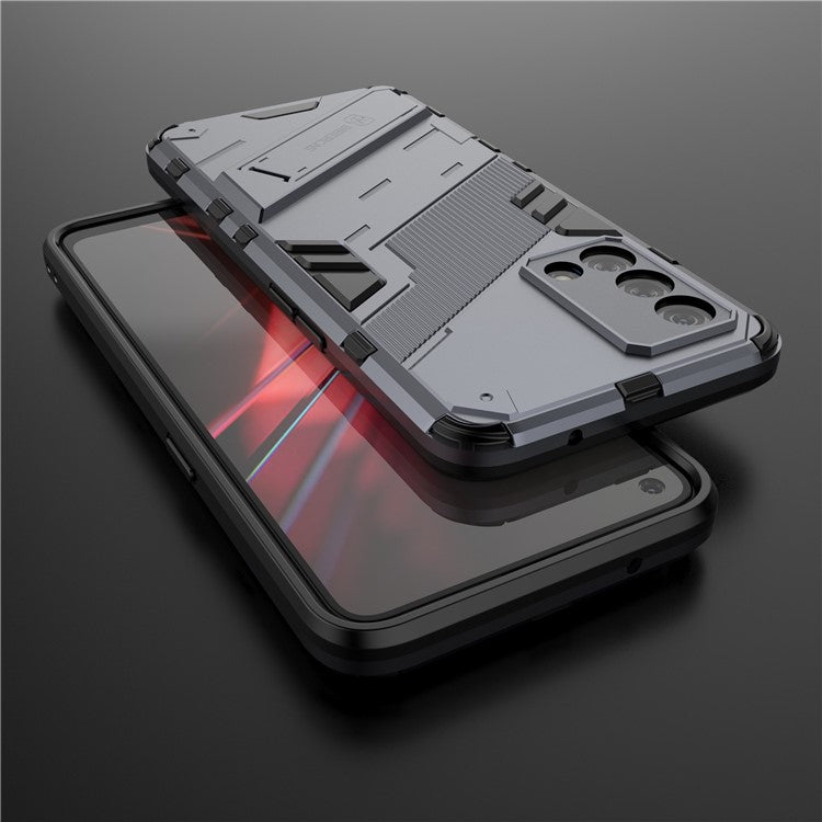PC + TPU Shockproof Hybrid Case Phone Cover with Foldable Kickstand for Oppo K9 - Dark Blue