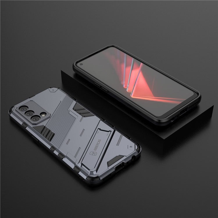 PC + TPU Shockproof Hybrid Case Phone Cover with Foldable Kickstand for Oppo K9 - Dark Blue