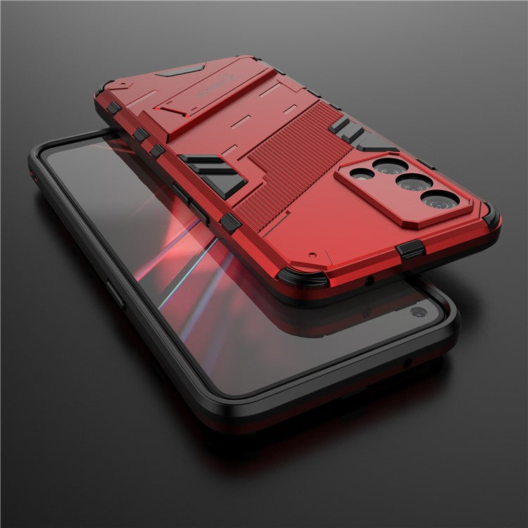 PC + TPU Shockproof Hybrid Case Phone Cover with Foldable Kickstand for Oppo K9 - Red