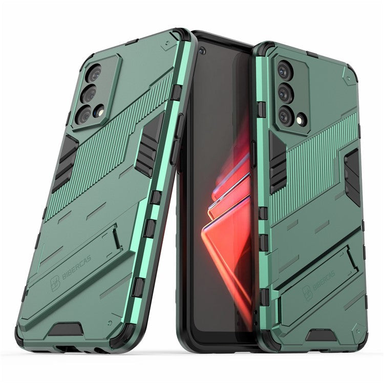 PC + TPU Shockproof Hybrid Case Phone Cover with Foldable Kickstand for Oppo K9 - Green