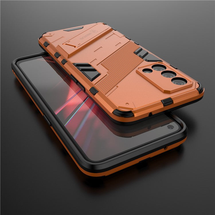 PC + TPU Shockproof Hybrid Case Phone Cover with Foldable Kickstand for Oppo K9 - Orange