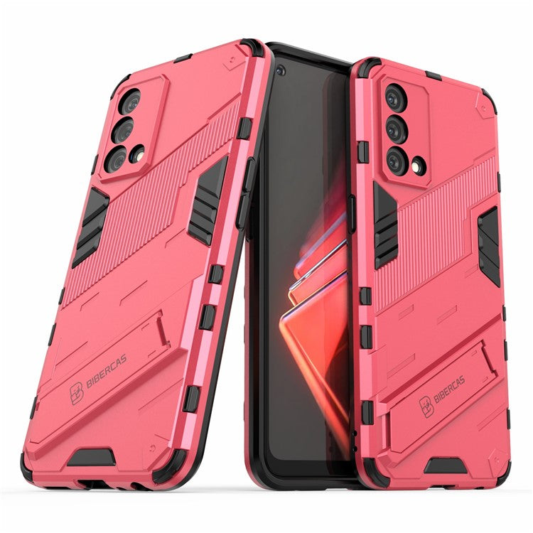 PC + TPU Shockproof Hybrid Case Phone Cover with Foldable Kickstand for Oppo K9 - Rose
