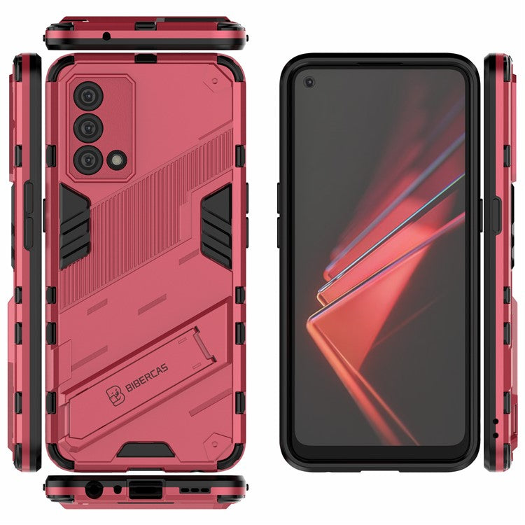 PC + TPU Shockproof Hybrid Case Phone Cover with Foldable Kickstand for Oppo K9 - Rose