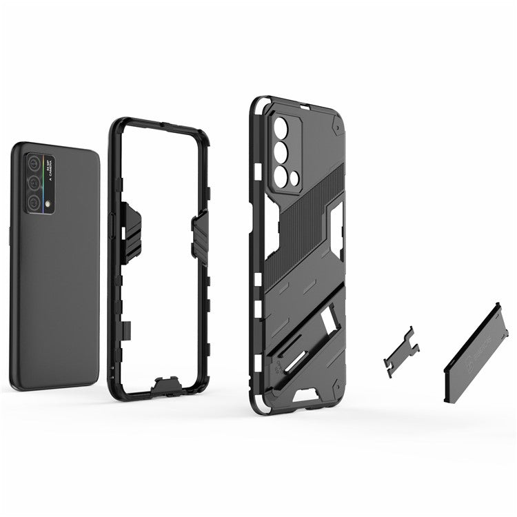 PC + TPU Shockproof Hybrid Case Phone Cover with Foldable Kickstand for Oppo K9 - Rose