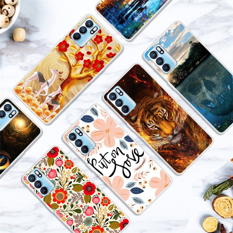 Stylish Pattern Printing Full Protection Soft TPU Phone Case Cover for Oppo Reno6 5G - Outerspace