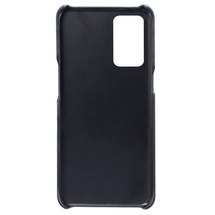 KSQ Double Card Slots PU Leather Coated PC Shell Cover Case for Oppo Reno6 5G - Blue