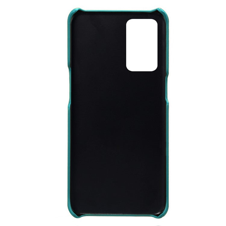 KSQ Double Card Slots PU Leather Coated PC Shell Cover Case for Oppo Reno6 5G - Green