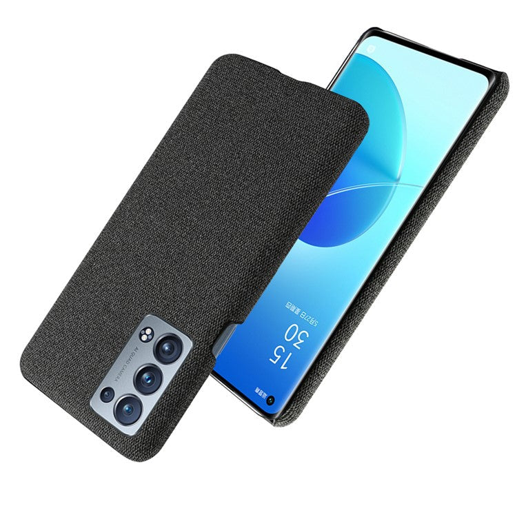 KSQ Well-Protected Cloth Coated Plastic Phone Case for Oppo Reno6 Pro+ 5G/Pro 5G (Snapdragon) - Black
