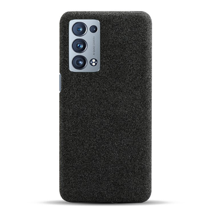 KSQ Well-Protected Cloth Coated Plastic Phone Case for Oppo Reno6 Pro+ 5G/Pro 5G (Snapdragon) - Black