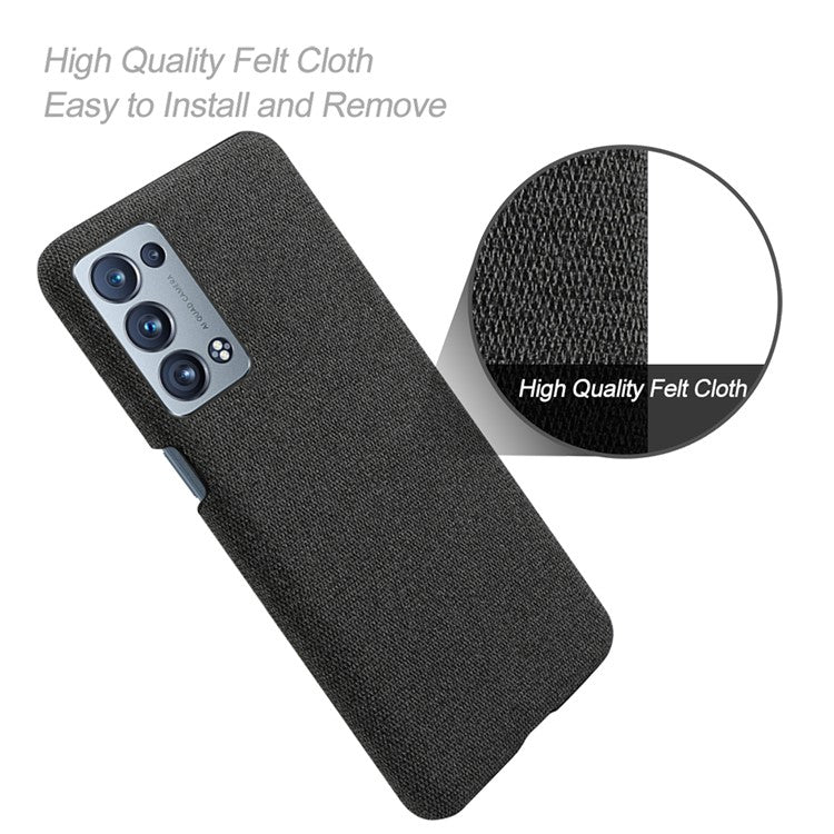 KSQ Well-Protected Cloth Coated Plastic Phone Case for Oppo Reno6 Pro+ 5G/Pro 5G (Snapdragon) - Black