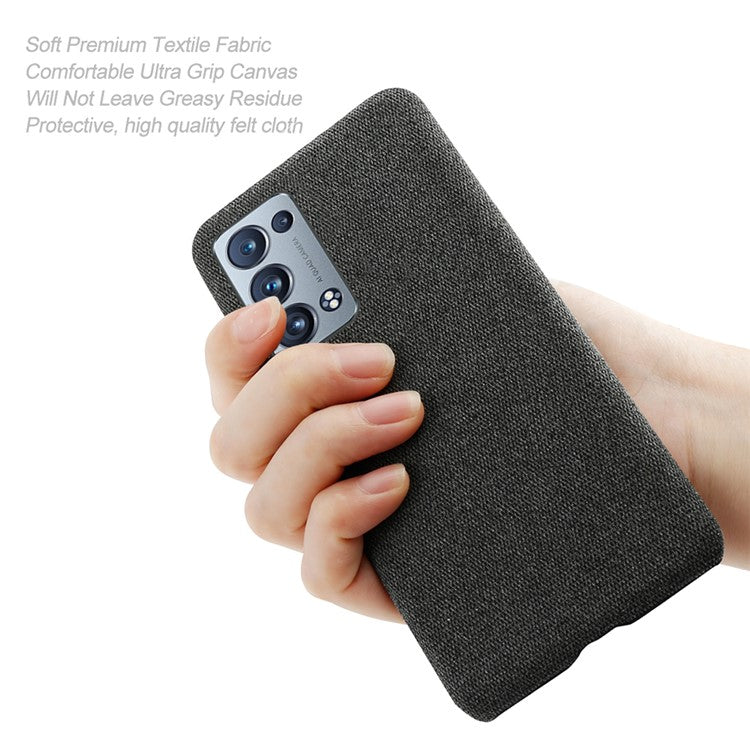 KSQ Well-Protected Cloth Coated Plastic Phone Case for Oppo Reno6 Pro+ 5G/Pro 5G (Snapdragon) - Black