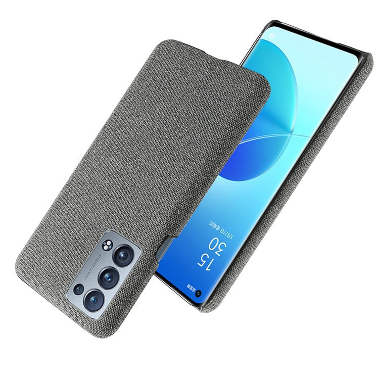 KSQ Well-Protected Cloth Coated Plastic Phone Case for Oppo Reno6 Pro+ 5G/Pro 5G (Snapdragon) - Grey