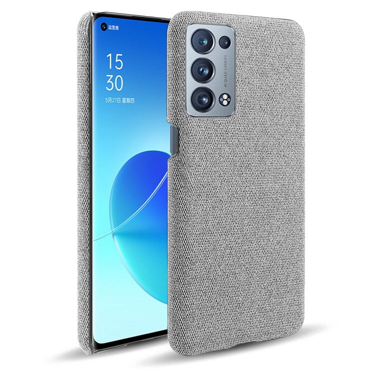 KSQ Well-Protected Cloth Coated Plastic Phone Case for Oppo Reno6 Pro+ 5G/Pro 5G (Snapdragon) - Light Grey