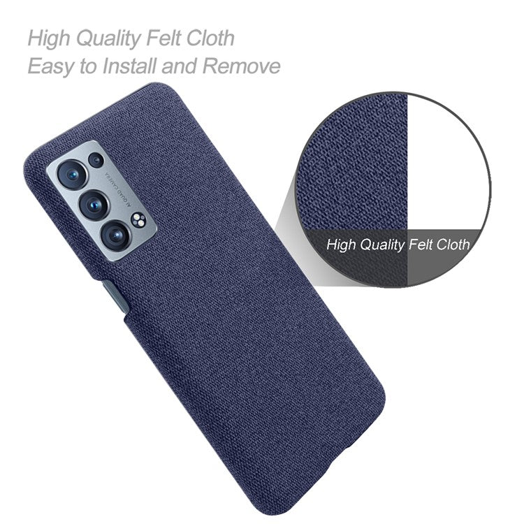 KSQ Well-Protected Cloth Coated Plastic Phone Case for Oppo Reno6 Pro+ 5G/Pro 5G (Snapdragon) - Blue