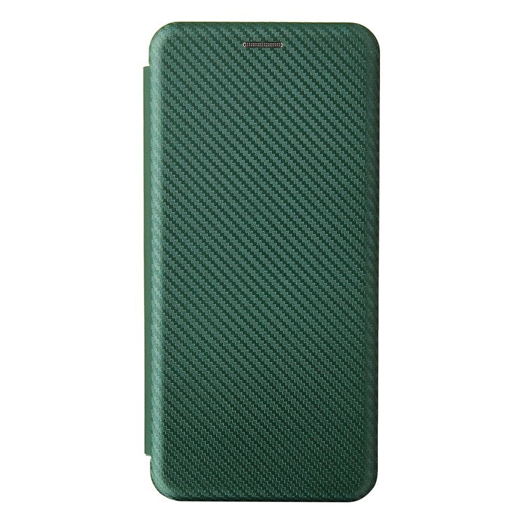 Carbon Fiber Texture Card Slot Auto-absorbed Leather Phone Shell Cover for Realme C11 2021 / C20 - Green