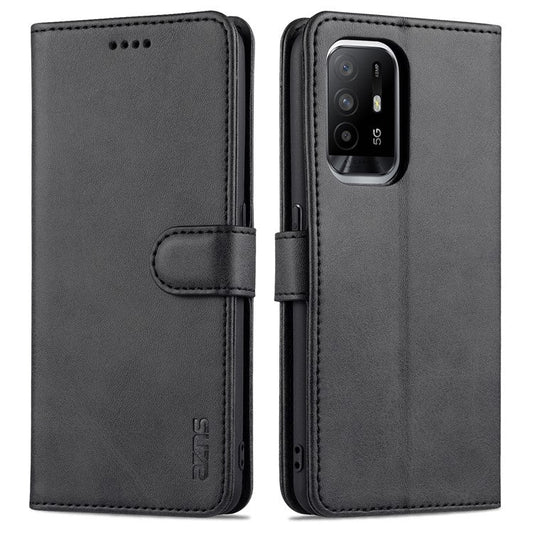 AZNS  Stand Wallet Design PU Leather Protective Phone Case for Oppo A93 5G / A74 5G - Black