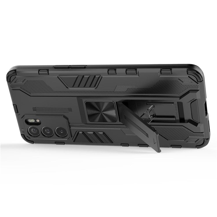 Sturdy Kickstand Hybrid Hard PC + Soft TPU Shockproof Full Body Protective Case for Oppo Reno6 5G - Black
