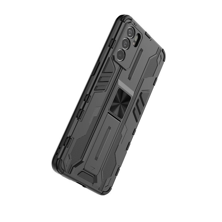 Sturdy Kickstand Hybrid Hard PC + Soft TPU Shockproof Full Body Protective Case for Oppo Reno6 5G - Black