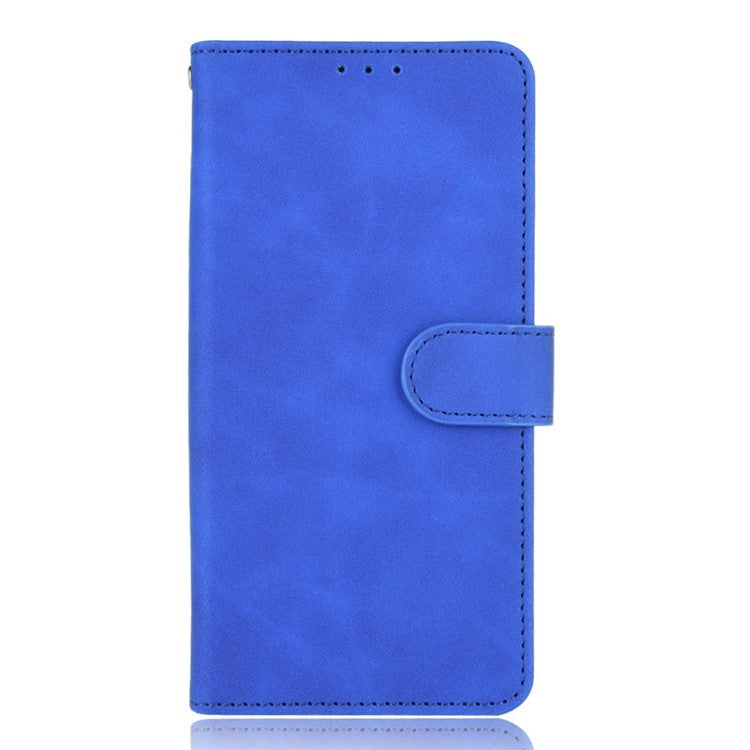 Skin-touch Feeling PU Leather Protective Phone Cover Supporting Stand Cover Wallet for Oppo Reno6 Pro+ 5G/Pro 5G (Snapdragon) - Blue