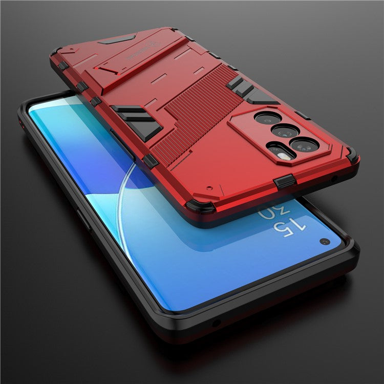 Kickstand Design Heavy Duty Tough Protection PC + TPU Case for Oppo Reno6 Pro 5G (MediaTek) - Red