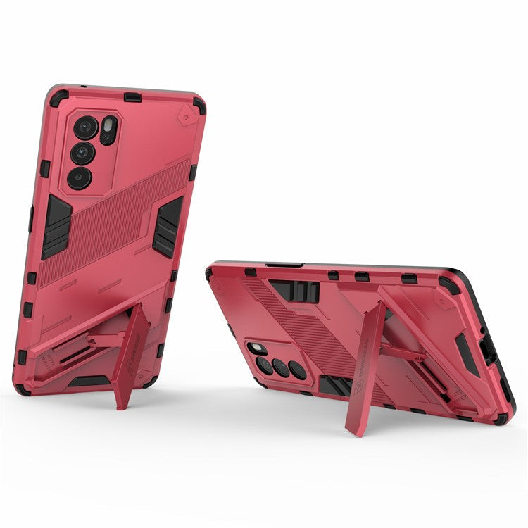 Kickstand Design Heavy Duty Tough Protection PC + TPU Case for Oppo Reno6 Pro 5G (MediaTek) - Rose