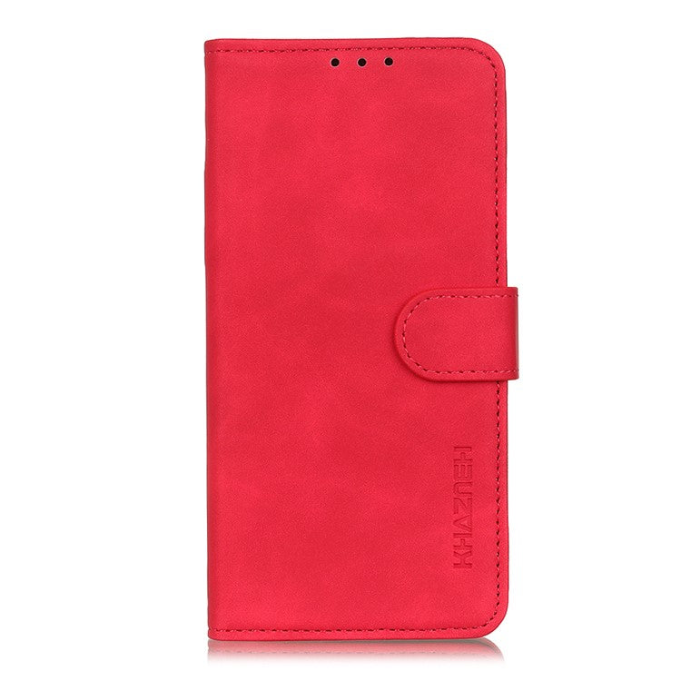 KHAZNEH Wallet Stand Design Vintage Style Protective Leather Cover for Oppo Reno6 Pro+ 5G/Pro 5G (Snapdragon) - Red