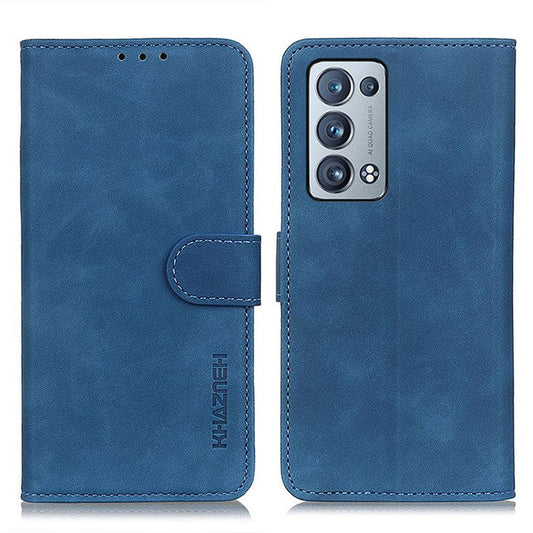 KHAZNEH Wallet Stand Design Vintage Style Protective Leather Cover for Oppo Reno6 Pro+ 5G/Pro 5G (Snapdragon) - Blue