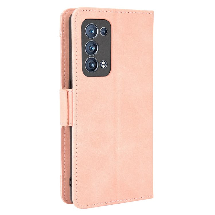 Multiple Card Slots Design PU Leather Stand Wallet Phone Case for Oppo Reno6 Pro+ 5G/Pro 5G (Snapdragon) - Pink