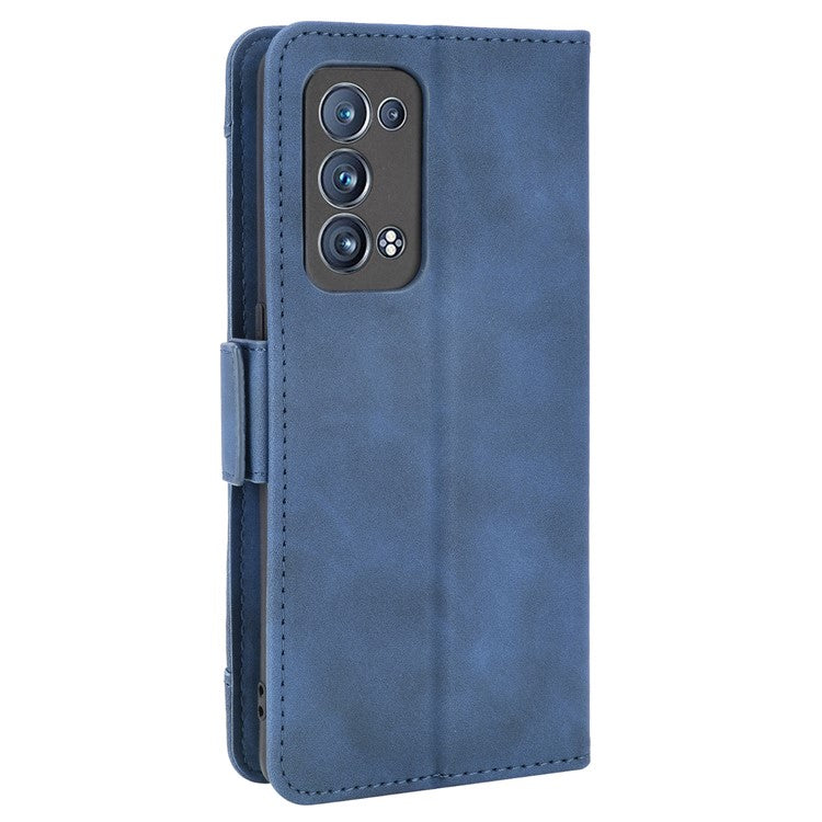 Multiple Card Slots Design PU Leather Stand Wallet Phone Case for Oppo Reno6 Pro+ 5G/Pro 5G (Snapdragon) - Blue