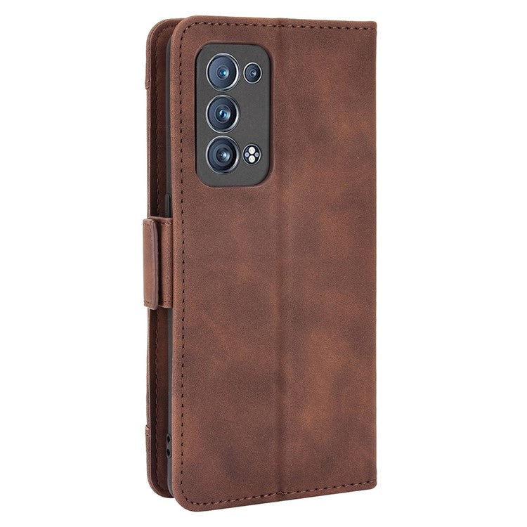 Multiple Card Slots Design PU Leather Stand Wallet Phone Case for Oppo Reno6 Pro+ 5G/Pro 5G (Snapdragon) - Brown