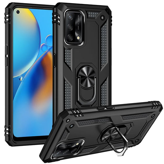 Military Grade Hybrid Hard PC + Soft TPU Heavy Duty Shockproof Protective Phone Case for Oppo A74 4G / Oppo F19 - Black