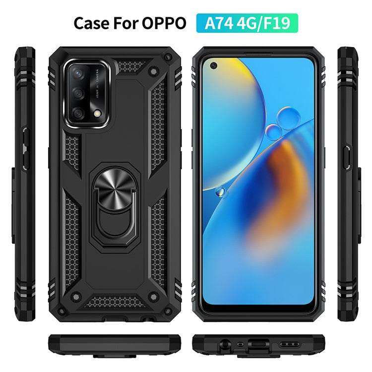 Military Grade Hybrid Hard PC + Soft TPU Heavy Duty Shockproof Protective Phone Case for Oppo A74 4G / Oppo F19 - Black