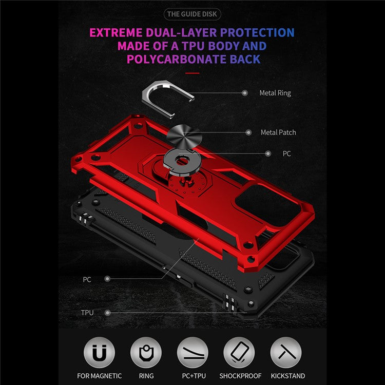 Military Grade Hybrid Hard PC + Soft TPU Heavy Duty Shockproof Protective Phone Case for Oppo A74 4G / Oppo F19 - Red