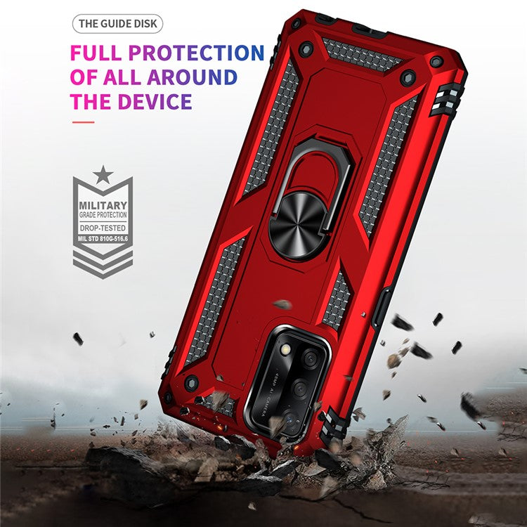 Military Grade Hybrid Hard PC + Soft TPU Heavy Duty Shockproof Protective Phone Case for Oppo A74 4G / Oppo F19 - Red