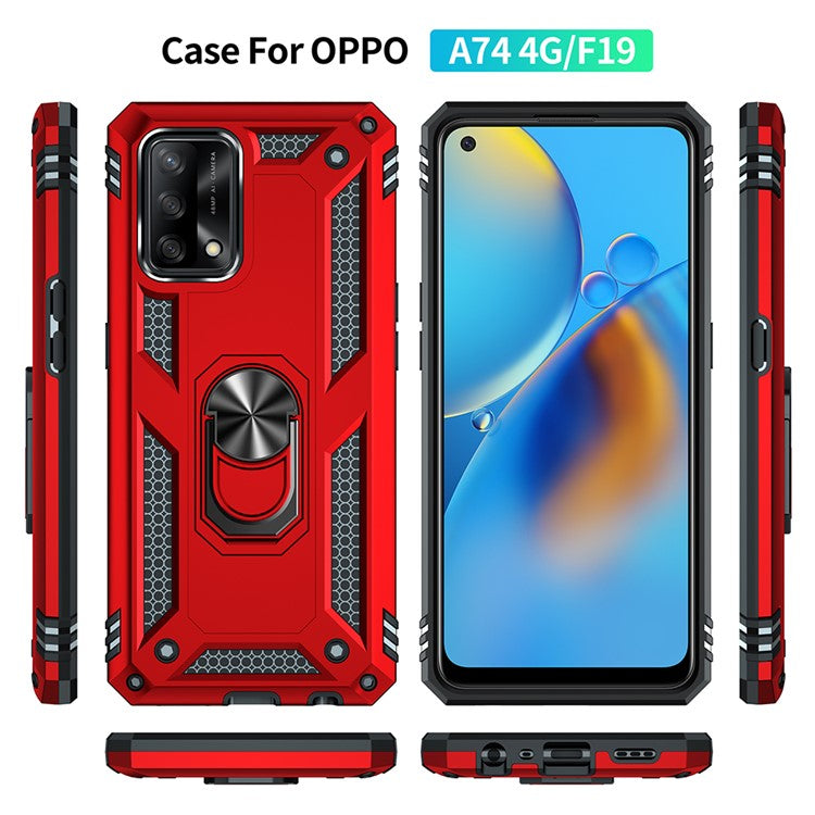 Military Grade Hybrid Hard PC + Soft TPU Heavy Duty Shockproof Protective Phone Case for Oppo A74 4G / Oppo F19 - Red