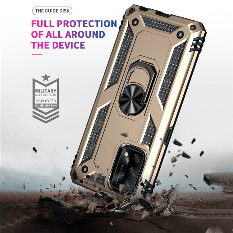 Military Grade Hybrid Hard PC + Soft TPU Heavy Duty Shockproof Protective Phone Case for Oppo A74 4G / Oppo F19 - Gold
