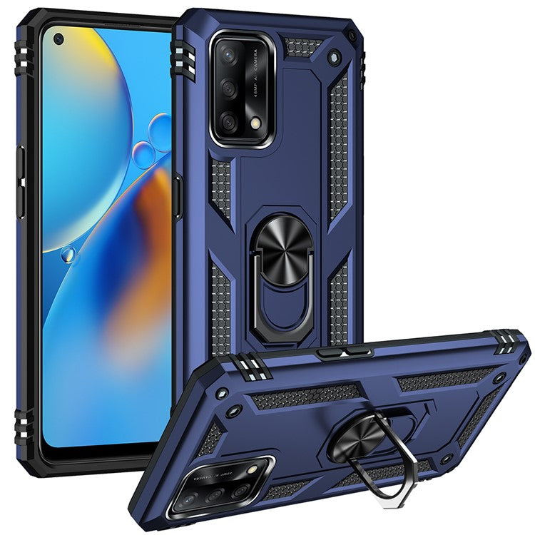 Military Grade Hybrid Hard PC + Soft TPU Heavy Duty Shockproof Protective Phone Case for Oppo A74 4G / Oppo F19 - Blue