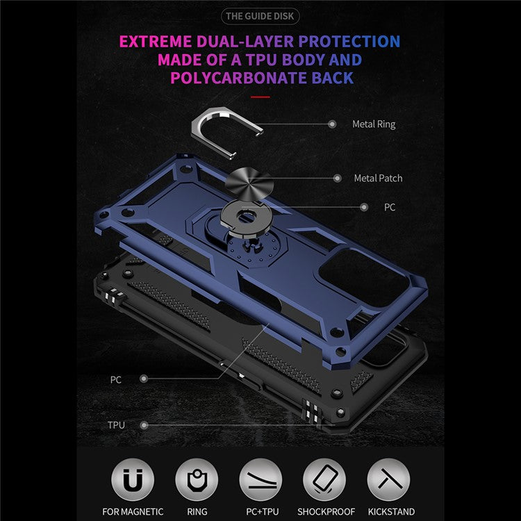 Military Grade Hybrid Hard PC + Soft TPU Heavy Duty Shockproof Protective Phone Case for Oppo A74 4G / Oppo F19 - Blue