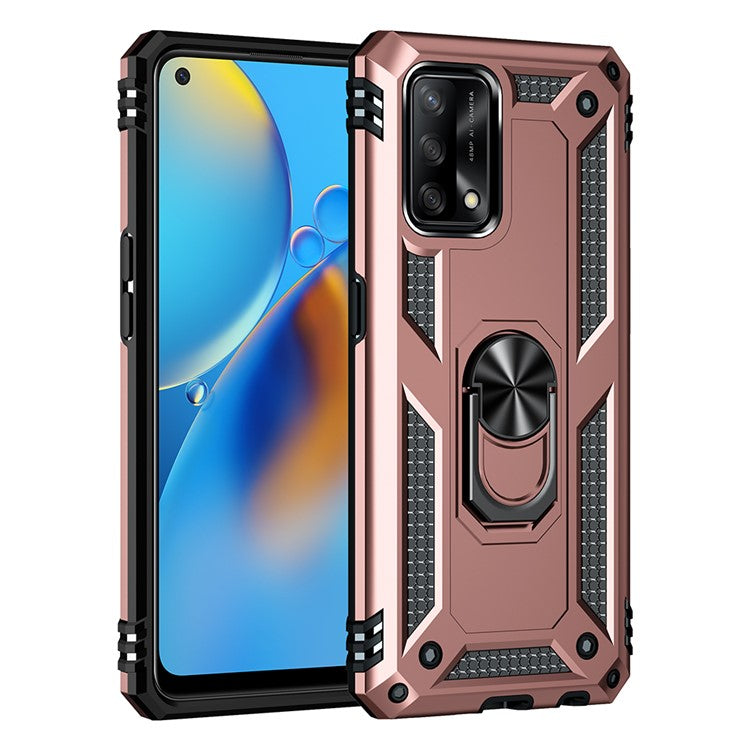 Military Grade Hybrid Hard PC + Soft TPU Heavy Duty Shockproof Protective Phone Case for Oppo A74 4G / Oppo F19 - Rose Gold
