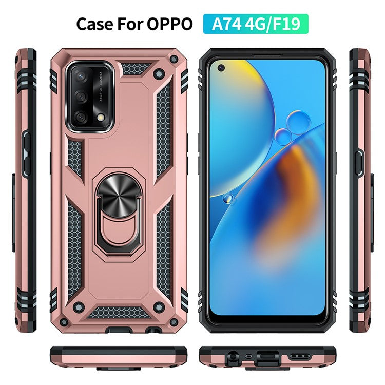 Military Grade Hybrid Hard PC + Soft TPU Heavy Duty Shockproof Protective Phone Case for Oppo A74 4G / Oppo F19 - Rose Gold
