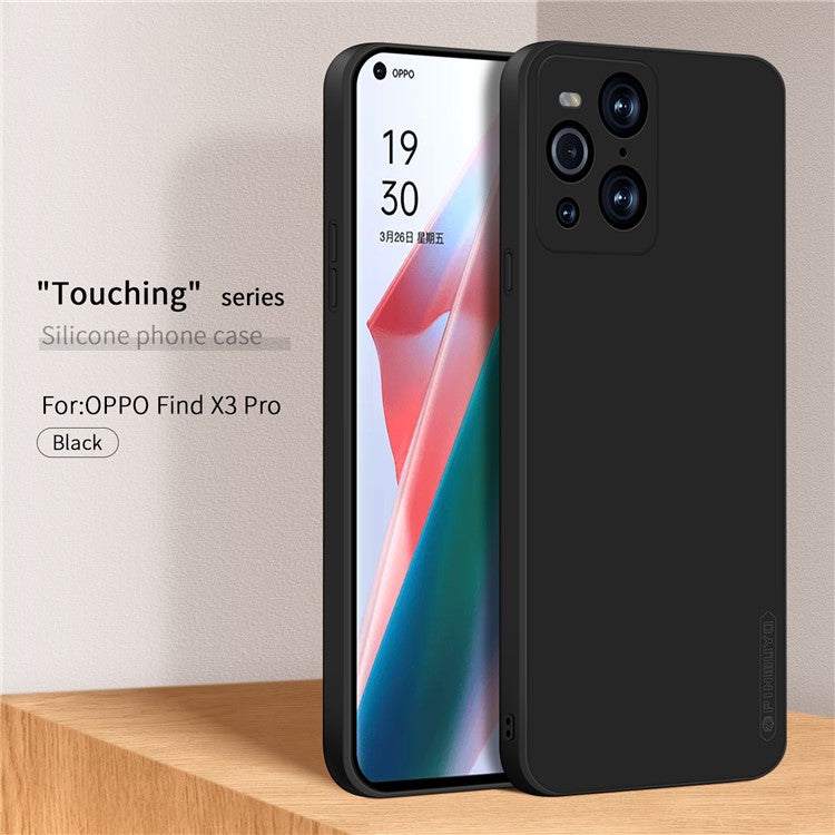 PINWUYO Soft Silicone Cell Phone Case Protective Cover for Oppo Find X3 Pro - Black
