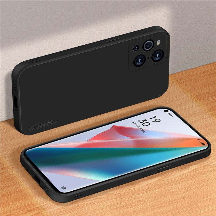 PINWUYO Soft Silicone Cell Phone Case Protective Cover for Oppo Find X3 Pro - Black