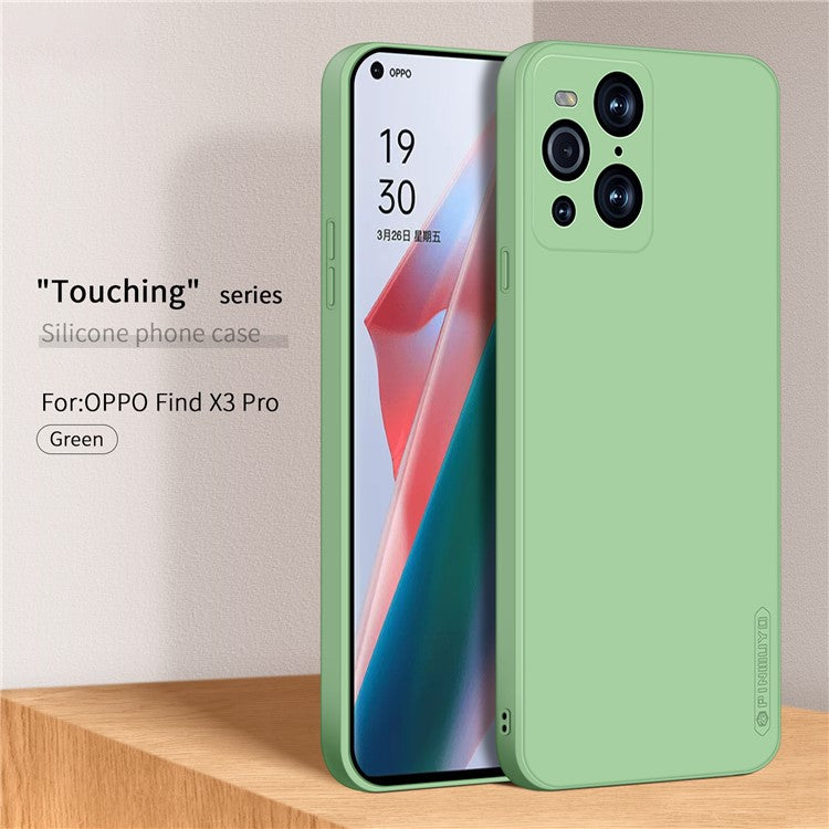 PINWUYO Soft Silicone Cell Phone Case Protective Cover for Oppo Find X3 Pro - Green