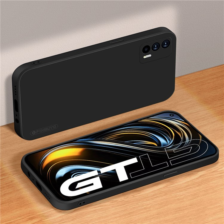 PINWUYO Precise Cut-out Soft Silicone Cell Phone Case Cover Protector for Realme GT 5G - Black