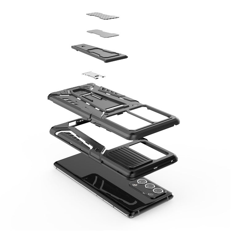 Kickstand Design PC + TPU Car Style Full Protective Hybrid Cover Case for Oppo Reno6 Pro+ 5G/Pro 5G (Snapdragon) - Grey