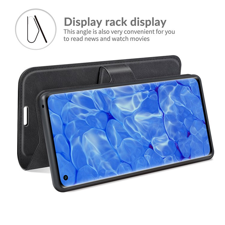Magnetic Square Clasp Leather Wallet Stand Phone Case for Oppo Reno6 Pro+ 5G/Pro 5G (Snapdragon) - Black