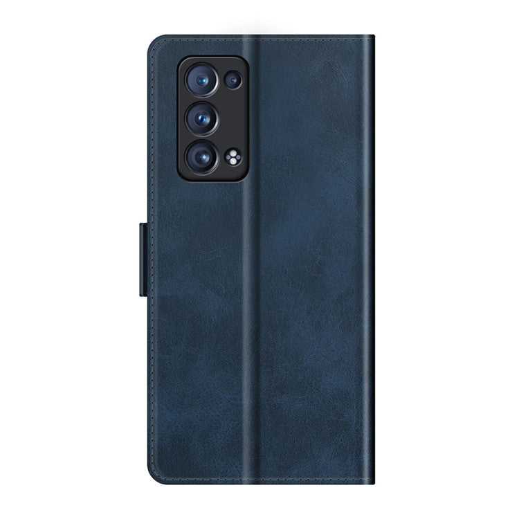 Magnetic Clasp Closure Full Protection PU Leather Phone Stand Case for Oppo Reno6 Pro+ 5G/Pro 5G (Snapdragon) - Blue