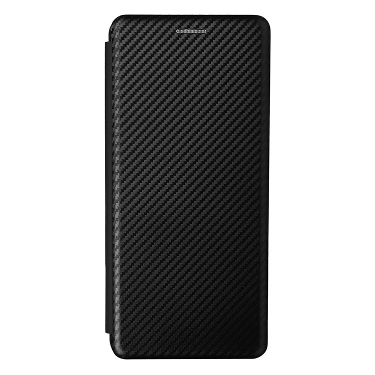 Carbon Fiber Design Durable Shock Absorption Magnetic Leather Case with Card Slot and Ring Strap for vivo X60 Pro 5G (Global) / X60 5G (Curved Screen Version) - Black