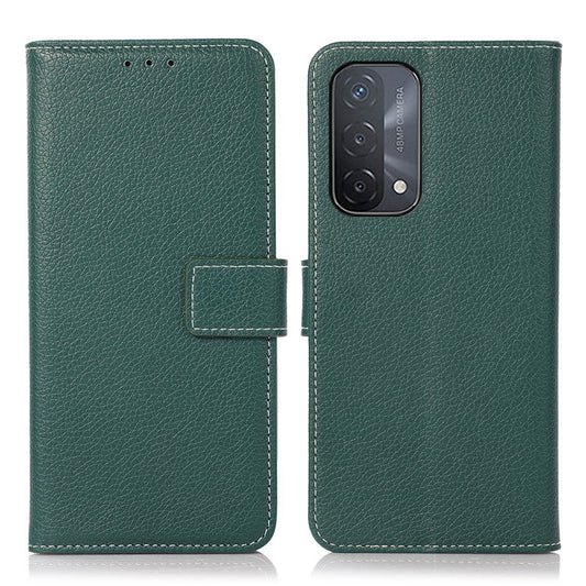 Stand Design Litchi Texture Leather Wallet Protective Cover Case for Oppo A93 5G/A74 5G/A54 5G - Green