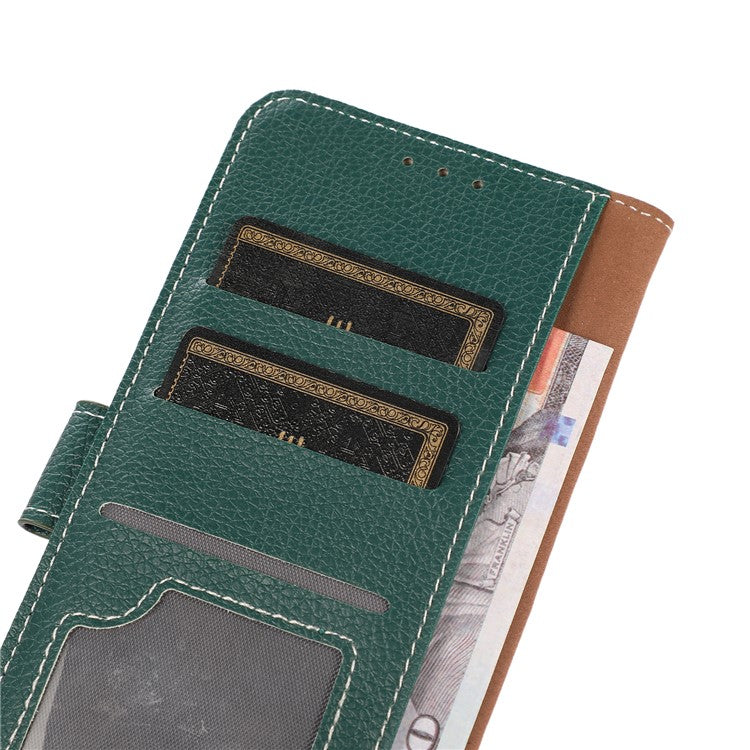 Stand Design Litchi Texture Leather Wallet Protective Cover Case for Oppo A93 5G/A74 5G/A54 5G - Green